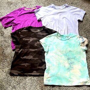 4 athleta girl t- shirts, size M (8-10)